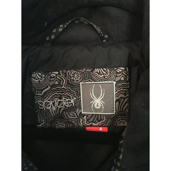 Spyder Boys Hooded Jacket Size 4 Black Patterned Insulated Winter Coat - Picture 4 of 10